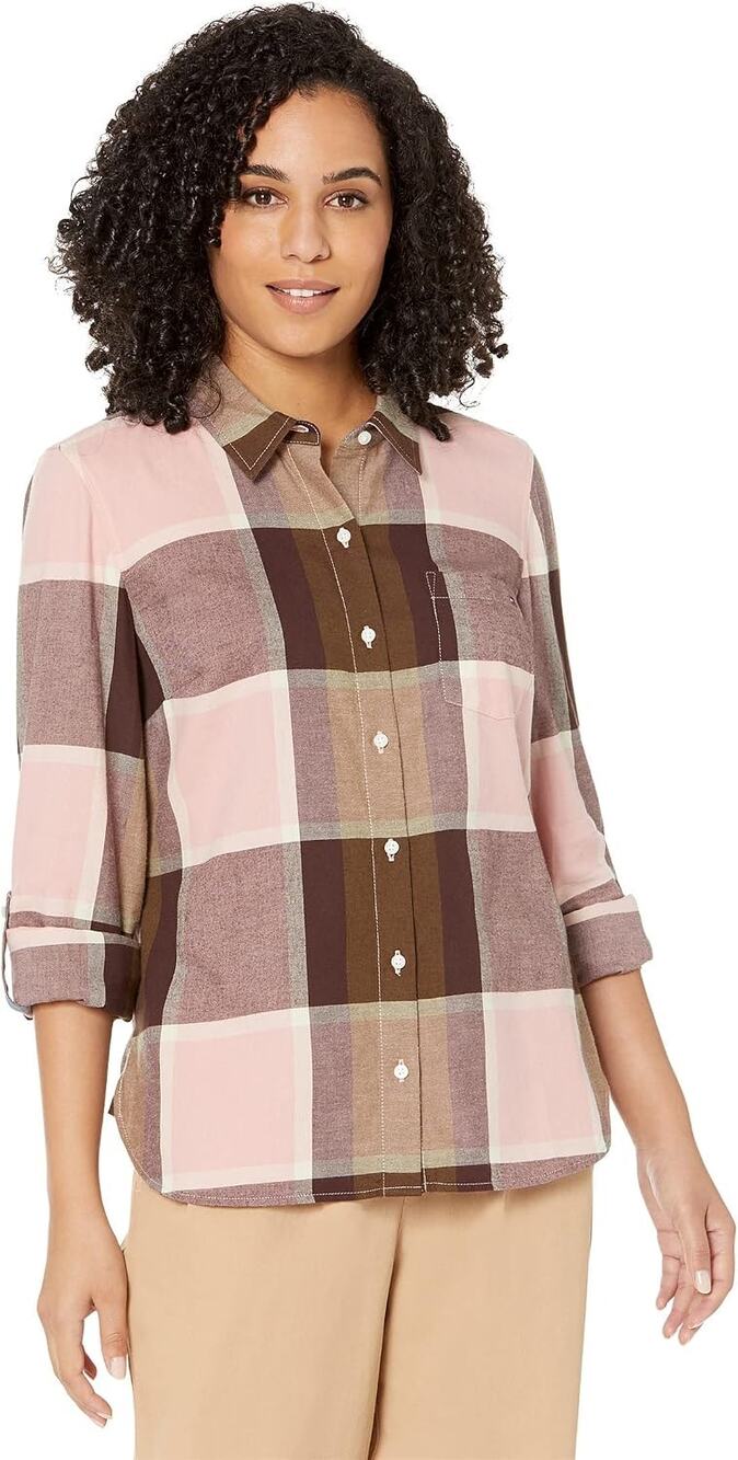 Tommy Hilfiger Pink Plaid Long Sleeve Button Down Shirt Women's Size 1X